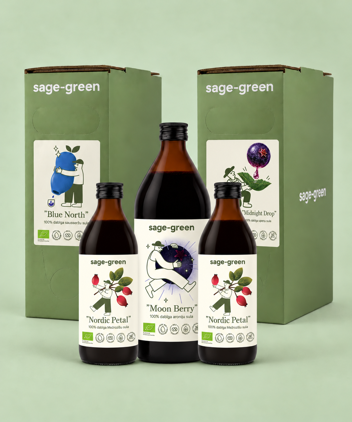 Nordic Berry Ritual with Blue North 3 L, Midnight Drop 3 L, Moon Berry 1 L and two Nordic Petal 500 ml bottles